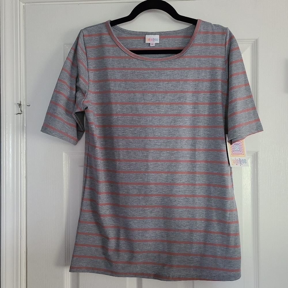 NWT grey and pink stripe tee